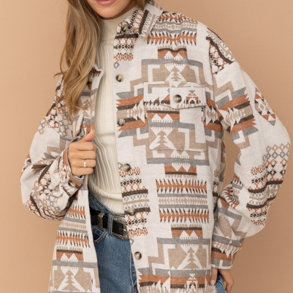 Frayed Aztec Western Shacket - Picture 8 of 9
